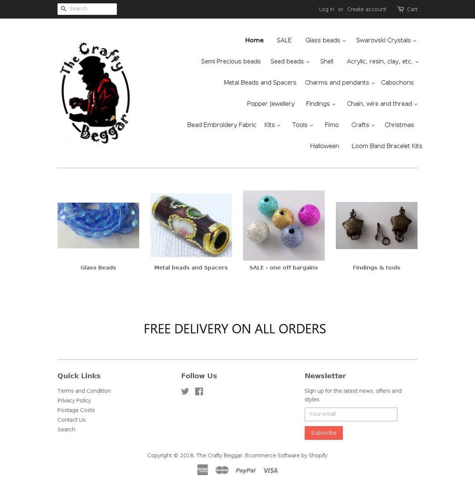 thecraftybeggar.co.uk shopify website screenshot