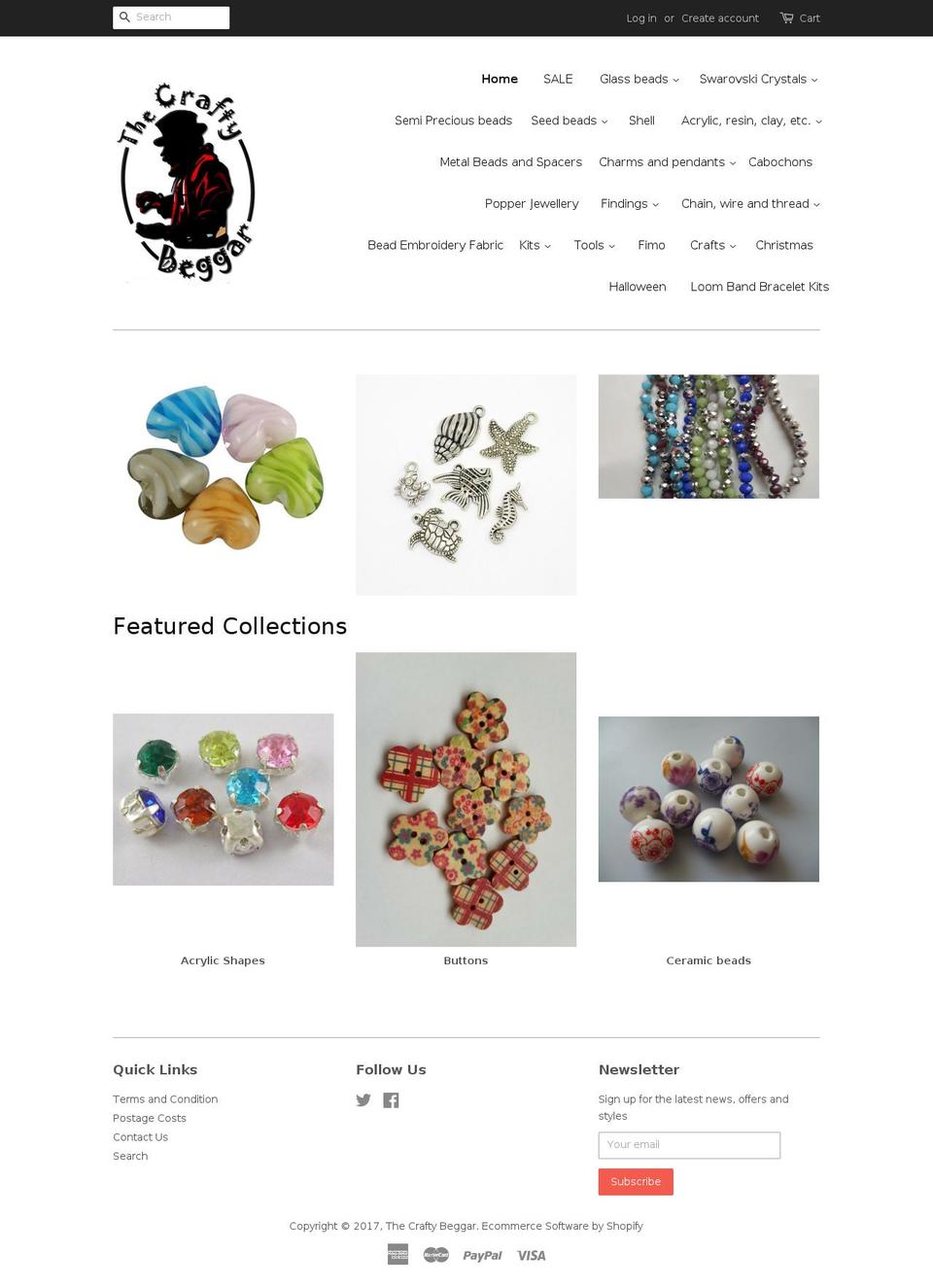 thecraftybeggar.com shopify website screenshot