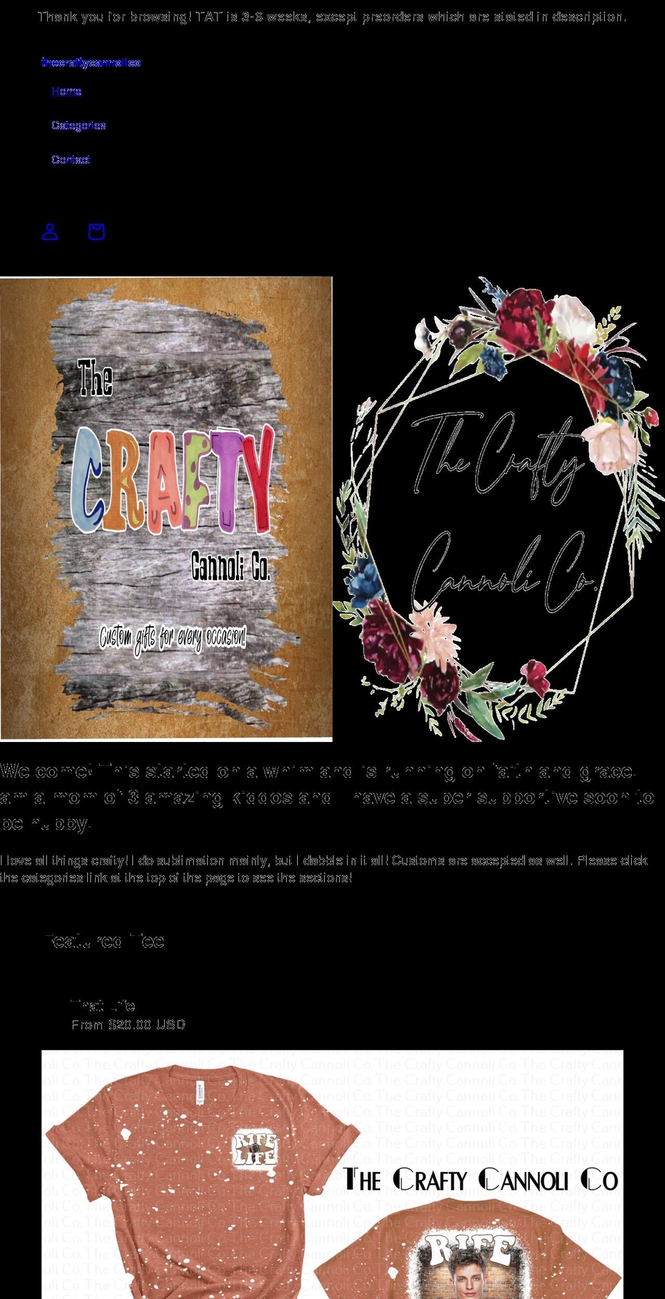 thecraftycannolico.com shopify website screenshot