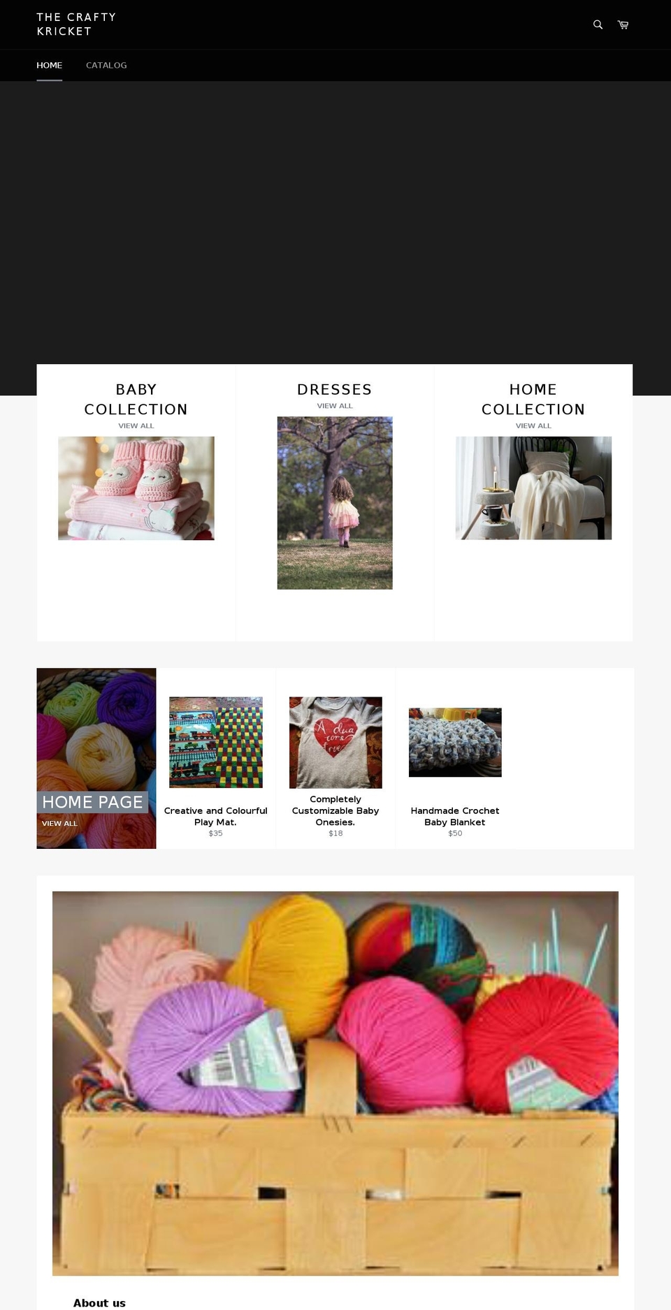 thecraftycricket.com — Shopify storefront screenshot