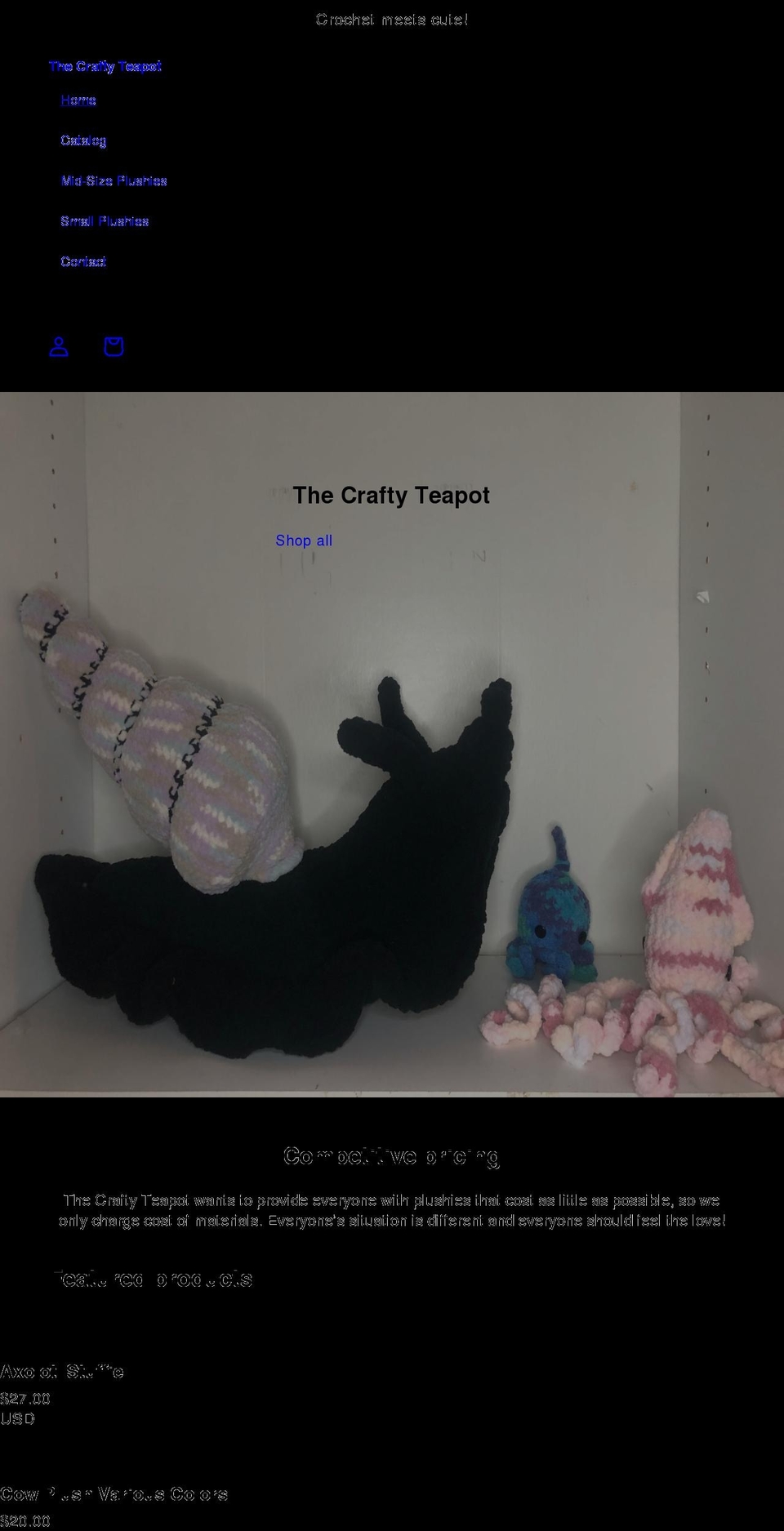 thecraftyteapot.com shopify website screenshot