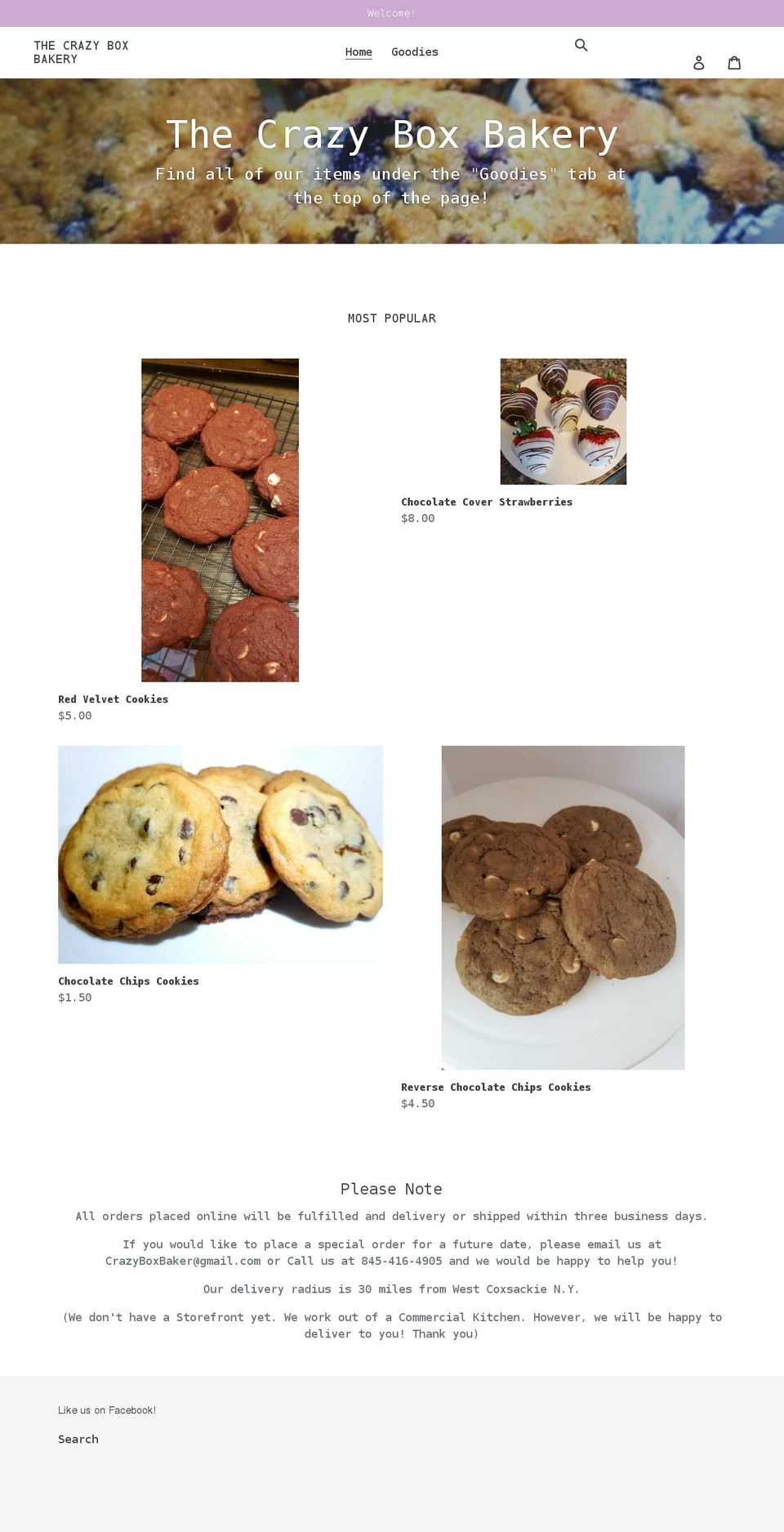 thecrazyboxbakery.com shopify website screenshot