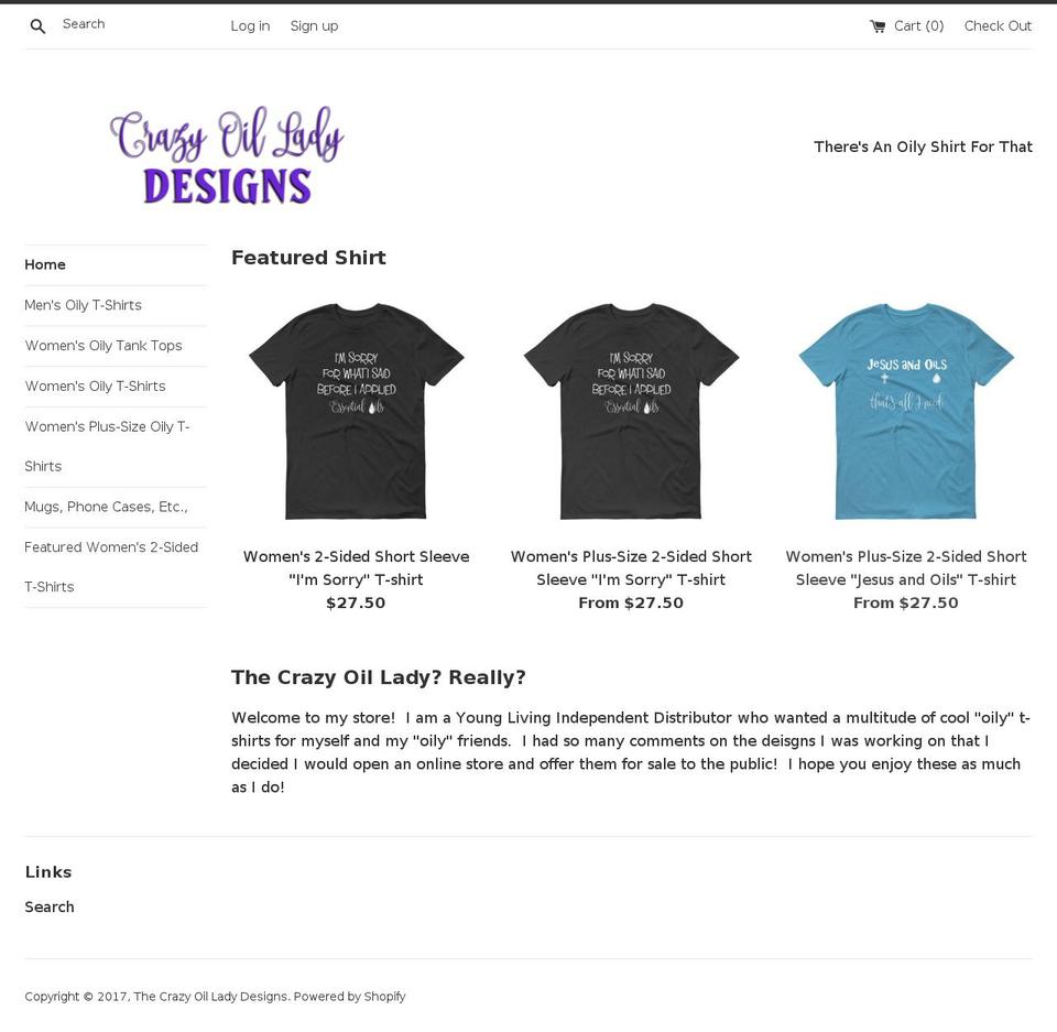 thecrazyoillady.com shopify website screenshot