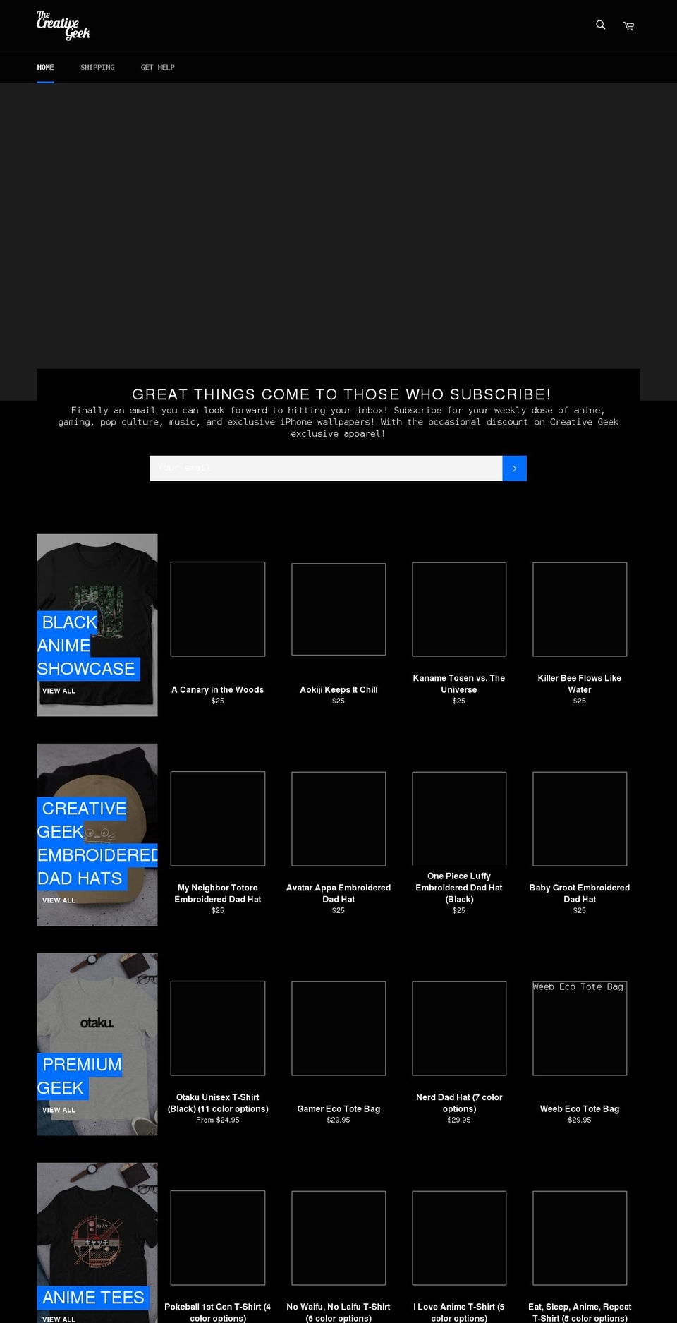 thecreativegeekshop.com shopify website screenshot