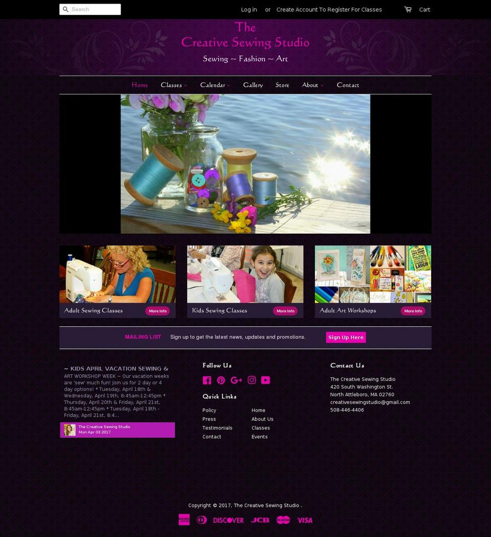 thecreativesewingstudio.com shopify website screenshot