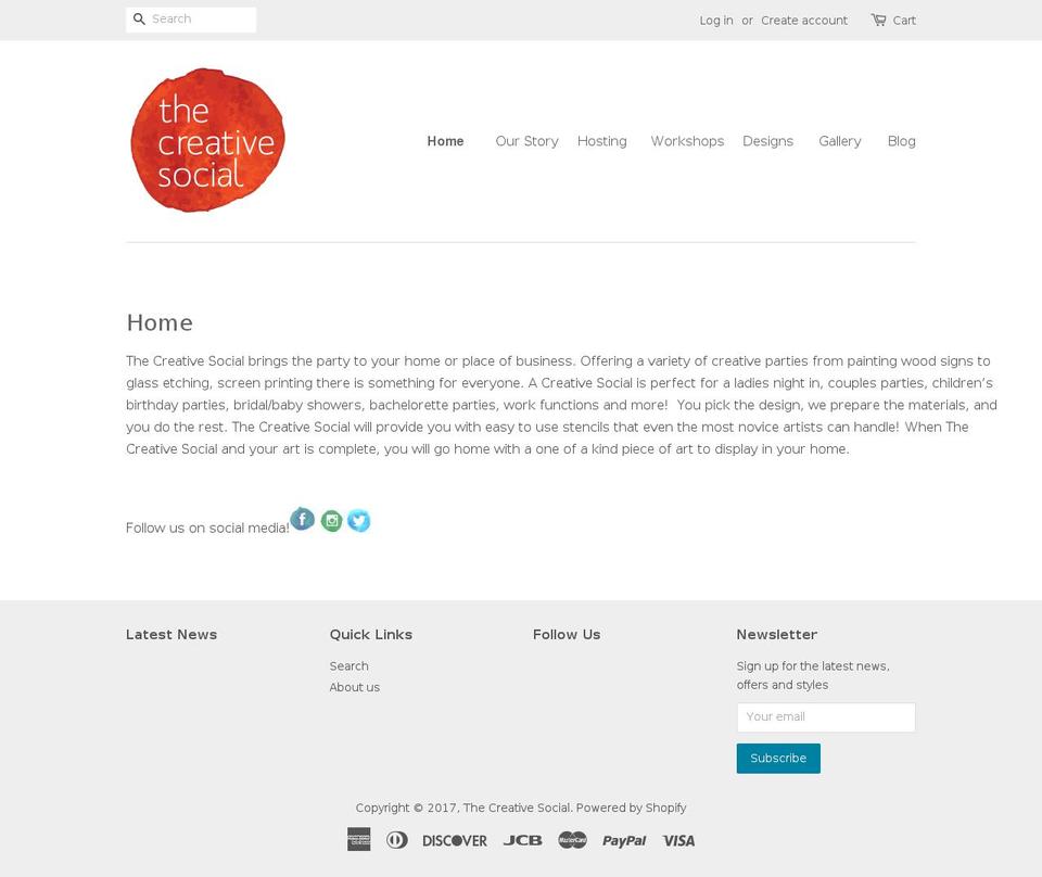 thecreativesocial.com shopify website screenshot