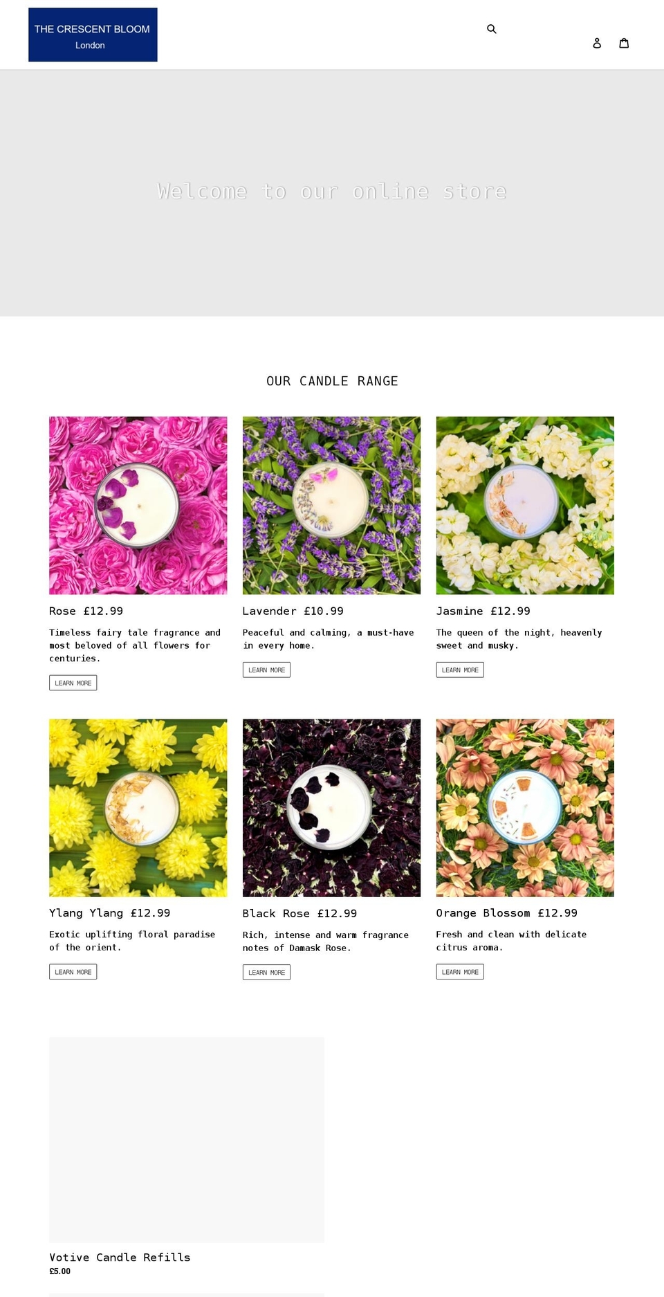 thecrescentbloom.com shopify website screenshot
