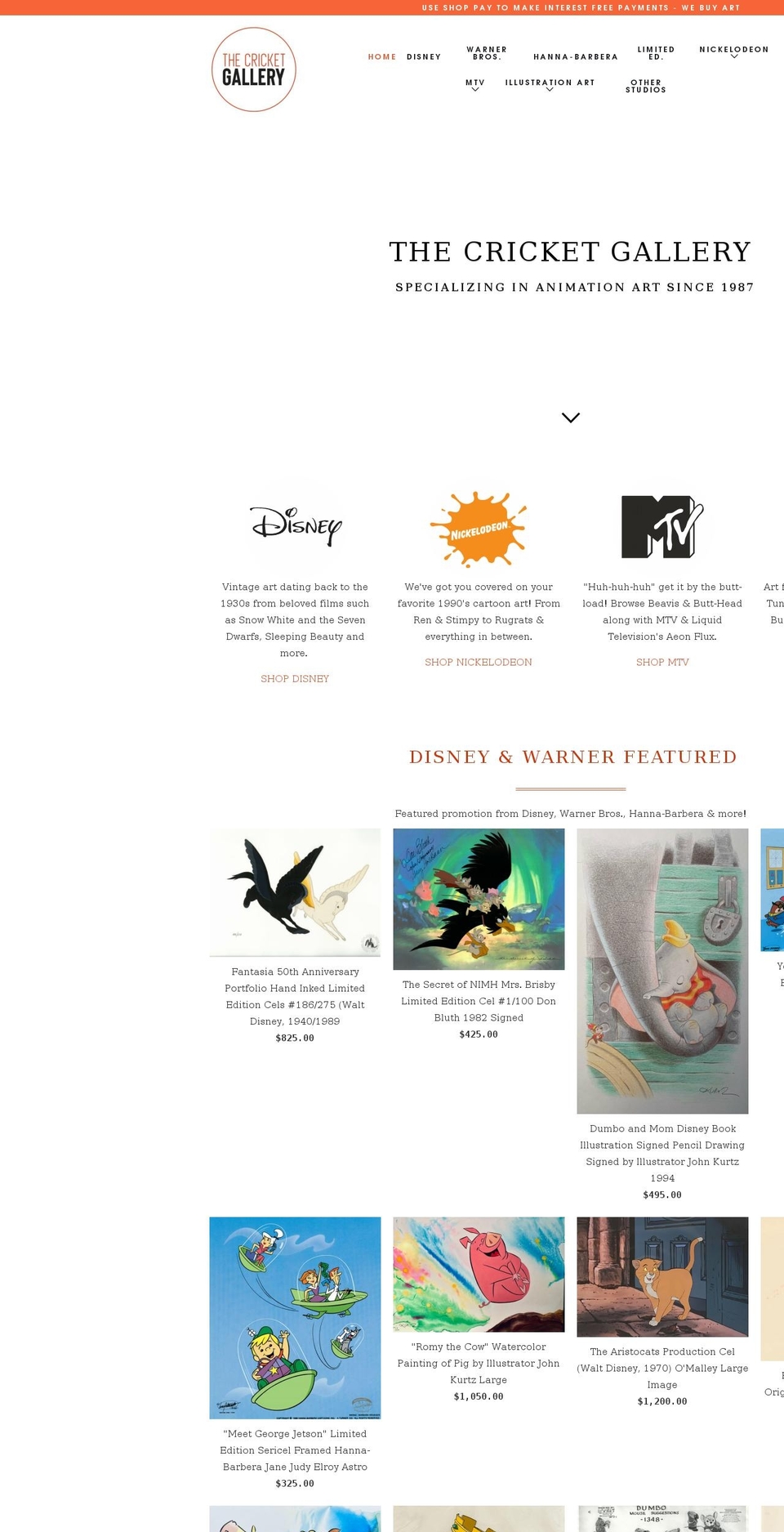 thecricketgallery.com shopify website screenshot
