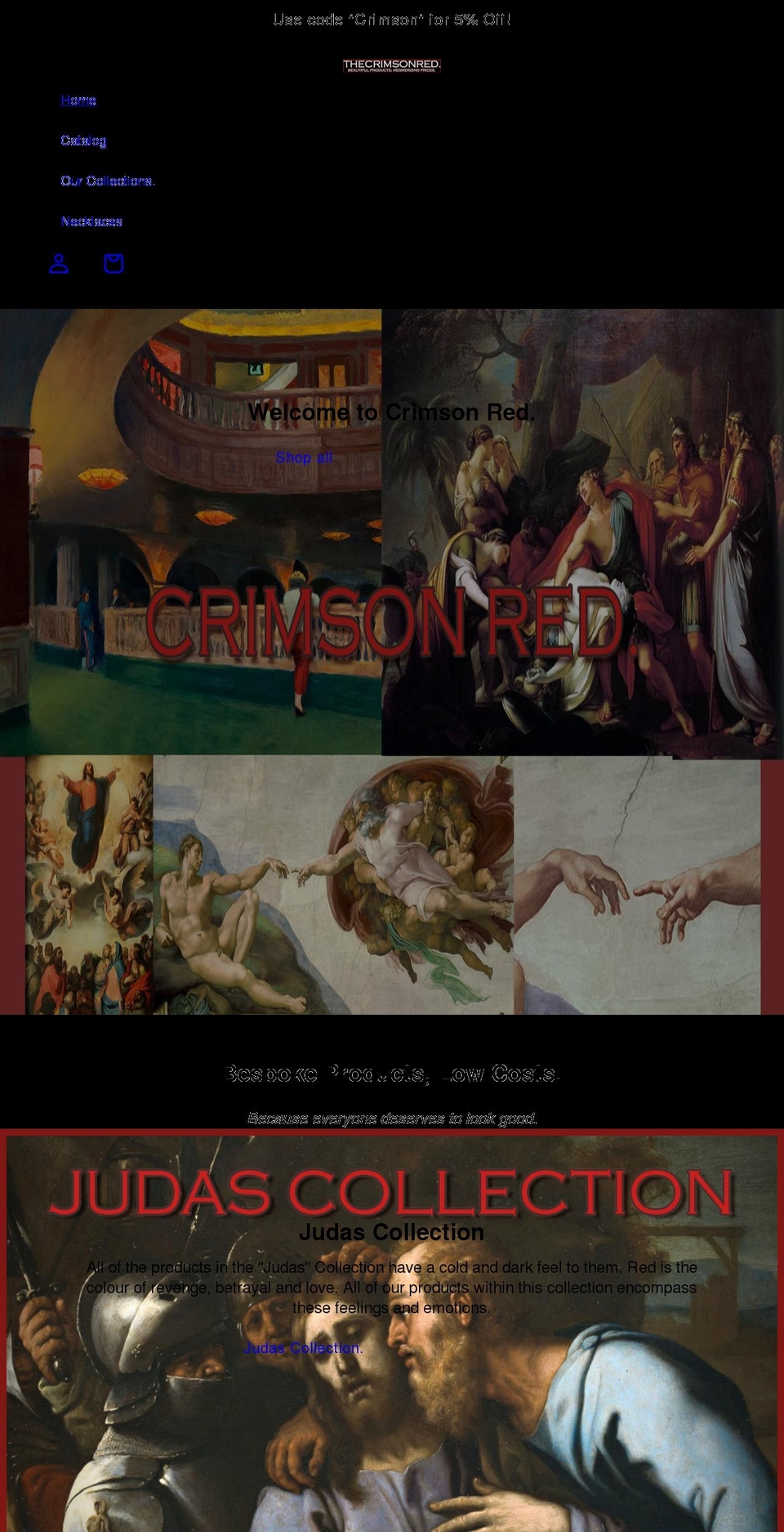 thecrimsonred.com shopify website screenshot