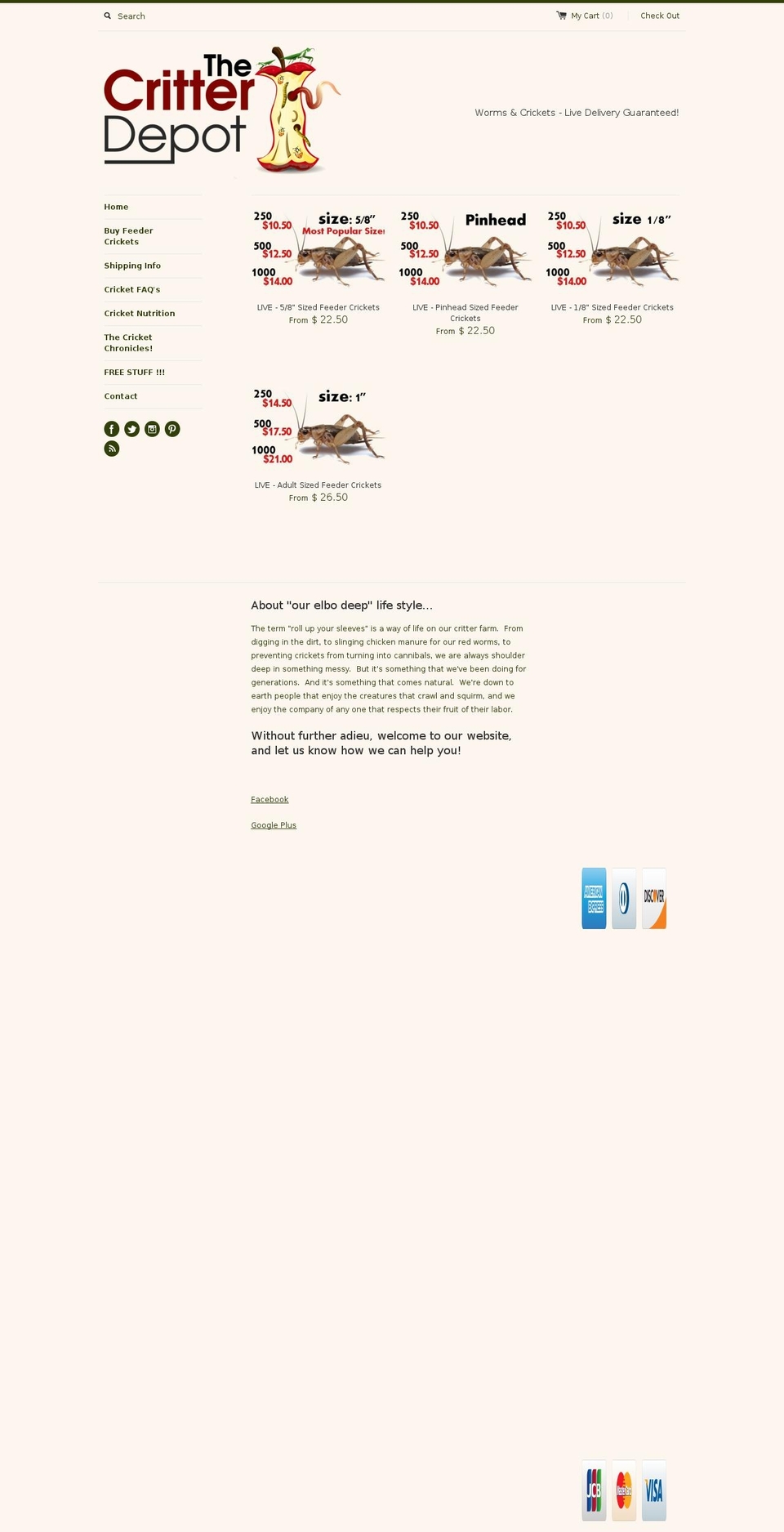 thecritterdepot.com shopify website screenshot