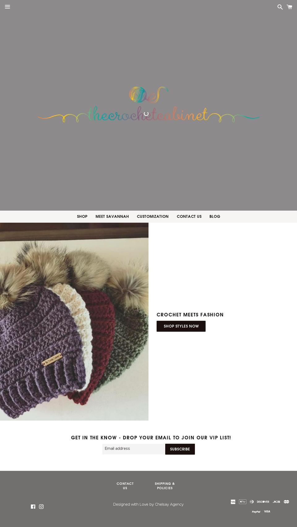 thecrochetcabinet.com — Shopify storefront screenshot