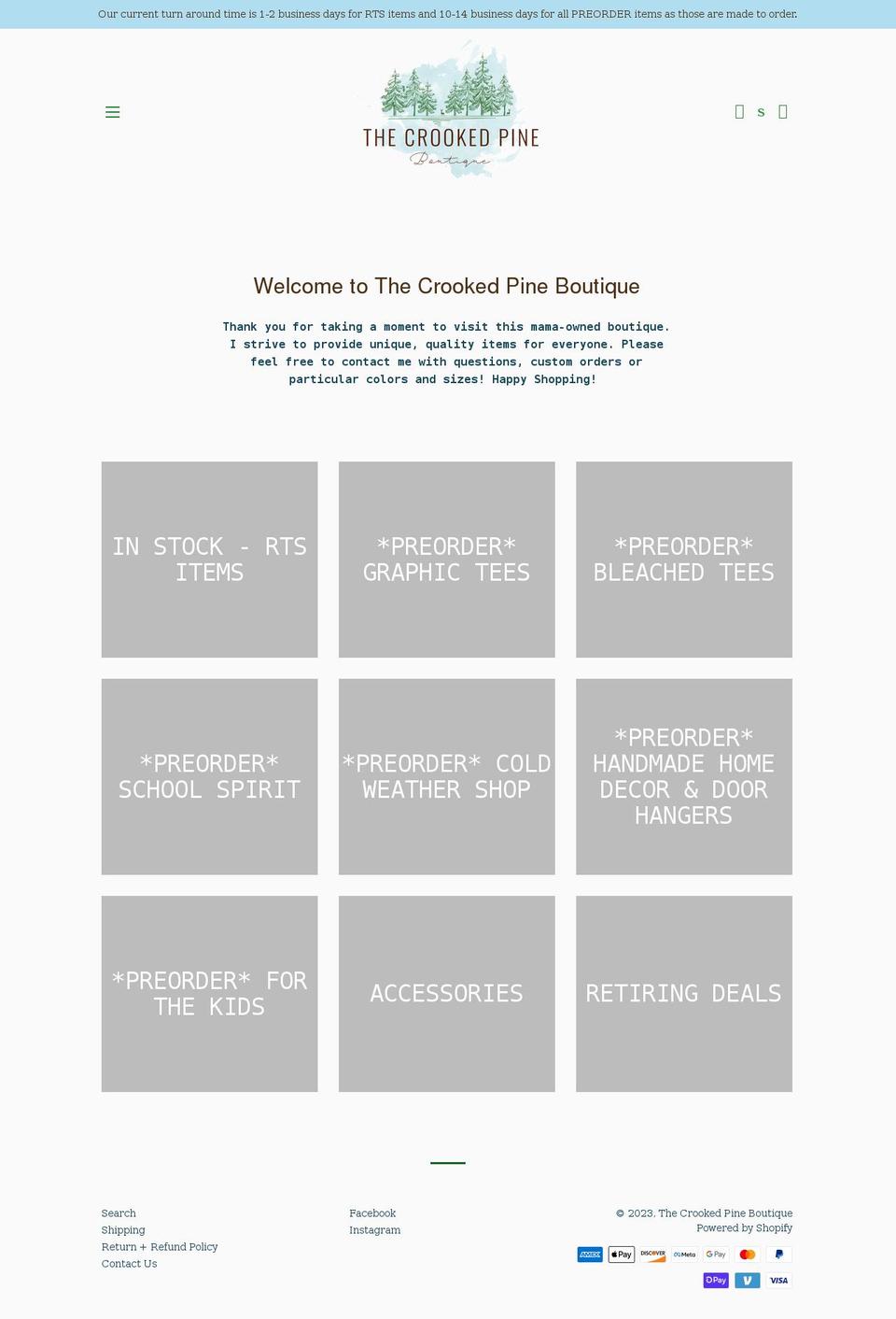 thecrookedpineboutique.com shopify website screenshot