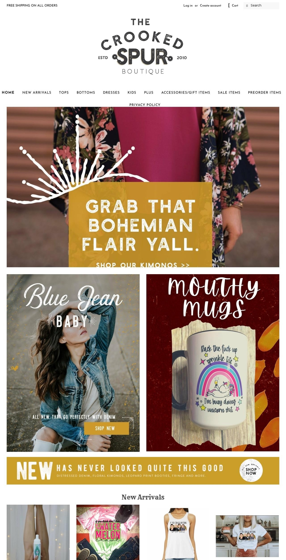 thecrookedspurboutique.com shopify website screenshot