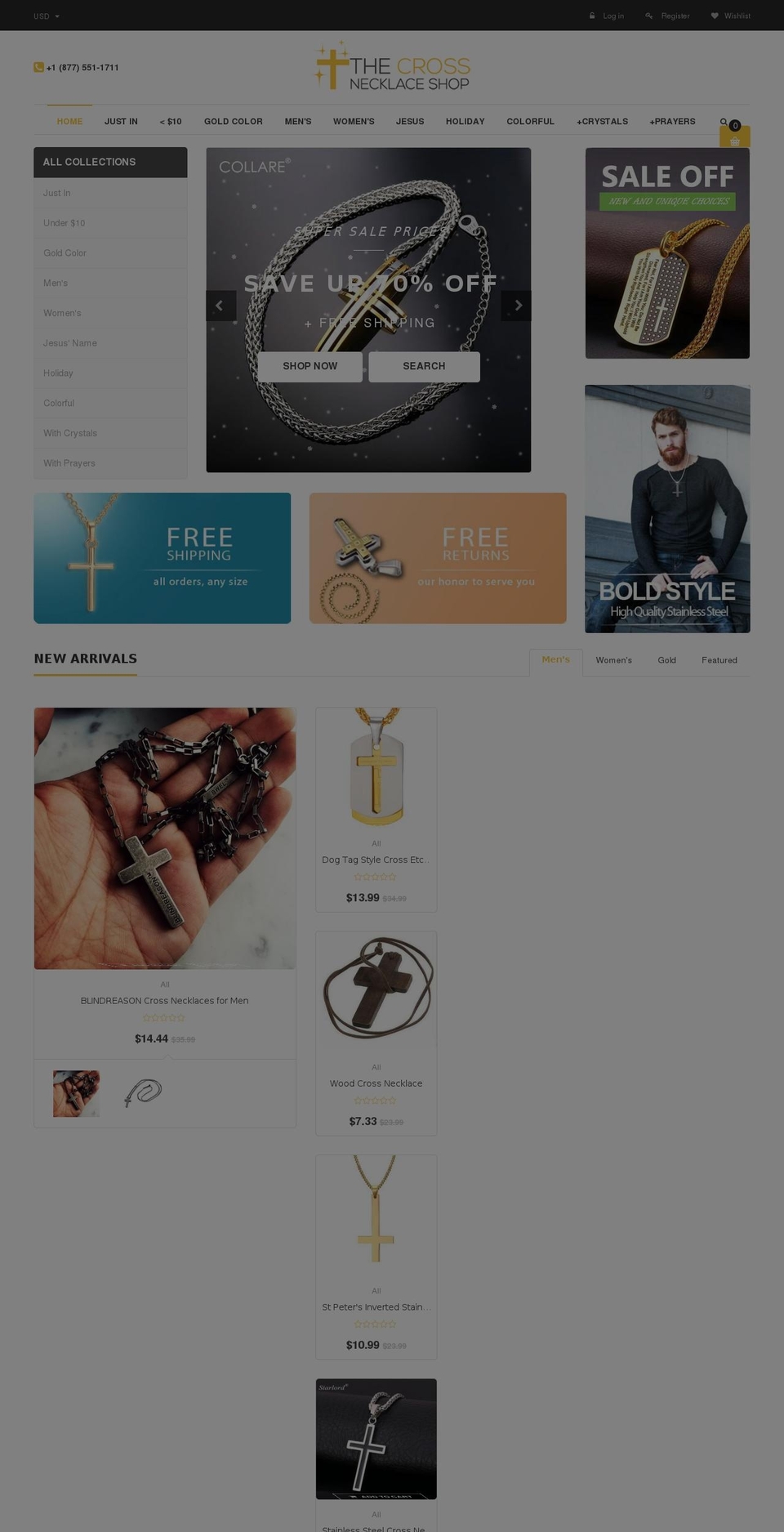thecrossnecklaceshop.com — Shopify storefront screenshot