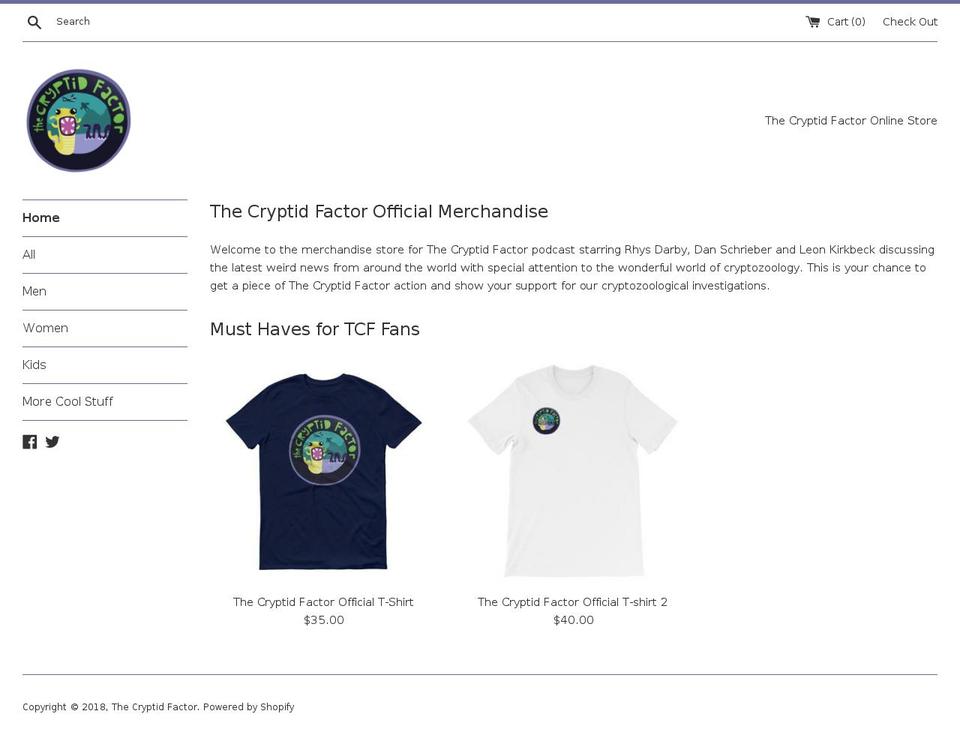 thecryptidfactor.com — Shopify storefront screenshot