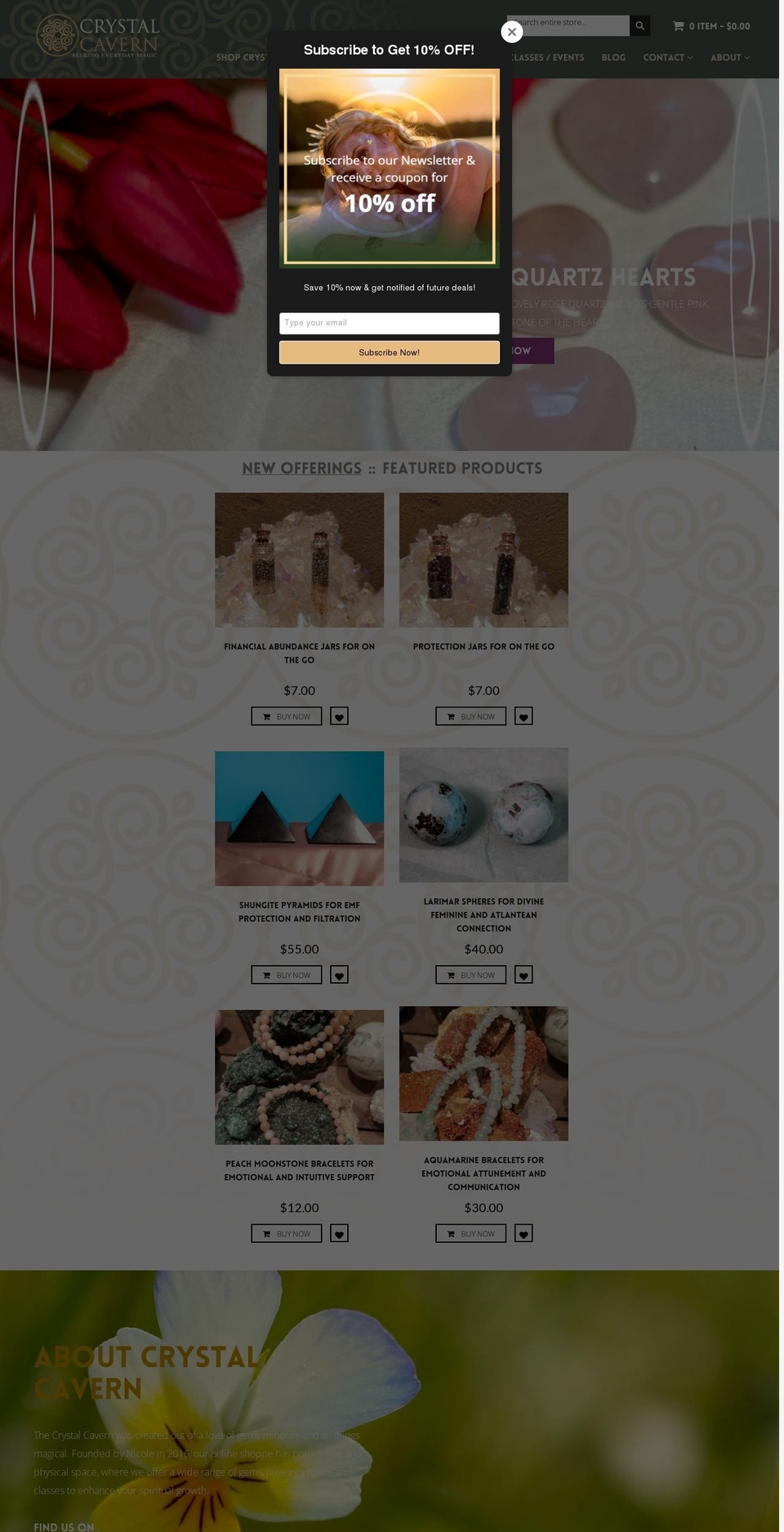 thecrystalcavernshop.com — Shopify storefront screenshot