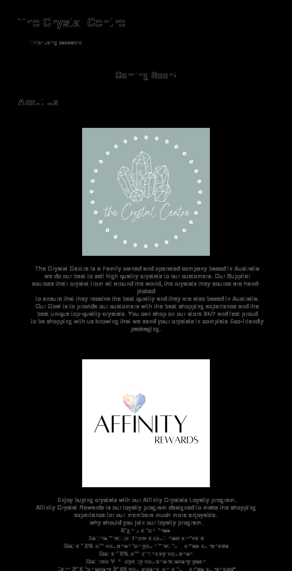 thecrystalcentre.com shopify website screenshot