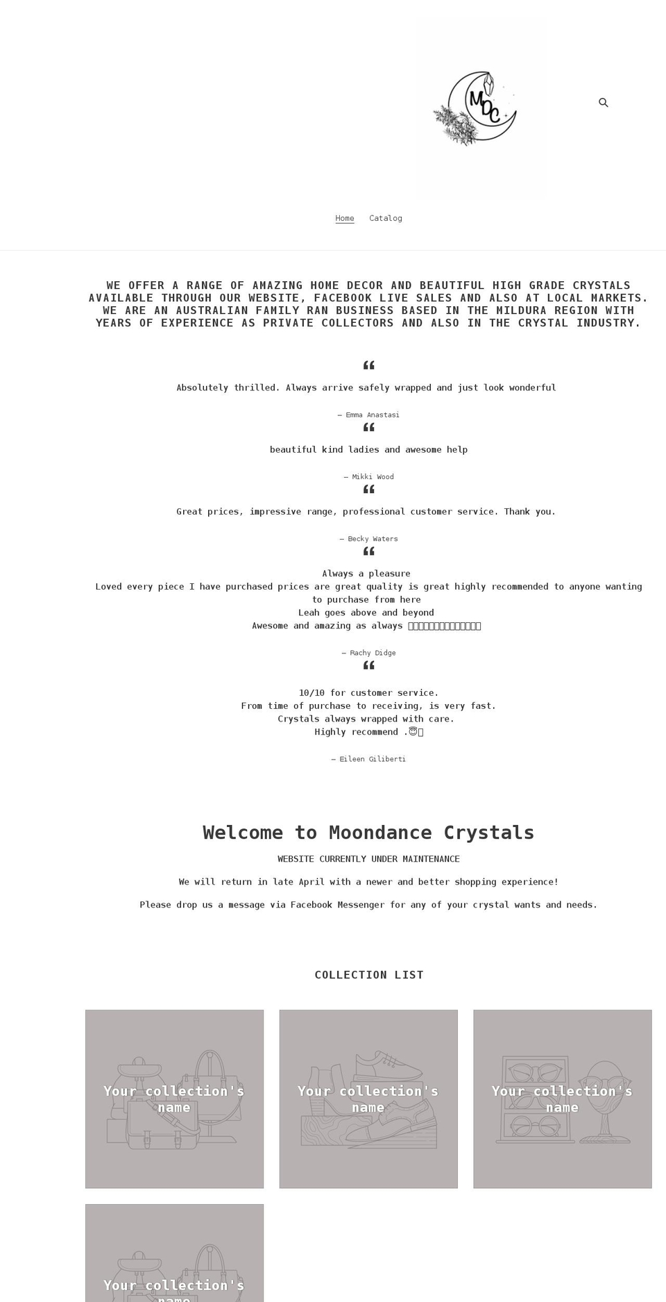 thecrystalcircle.com shopify website screenshot