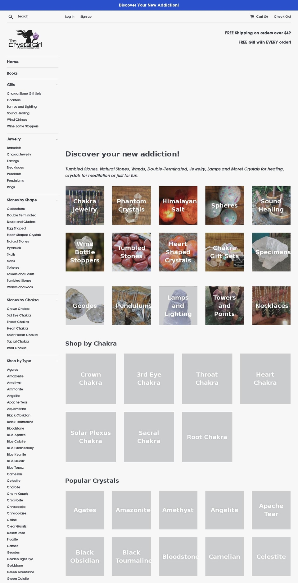 thecrystalgirl.com shopify website screenshot