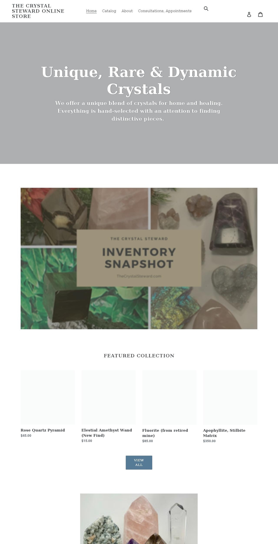 thecrystalsteward.com shopify website screenshot