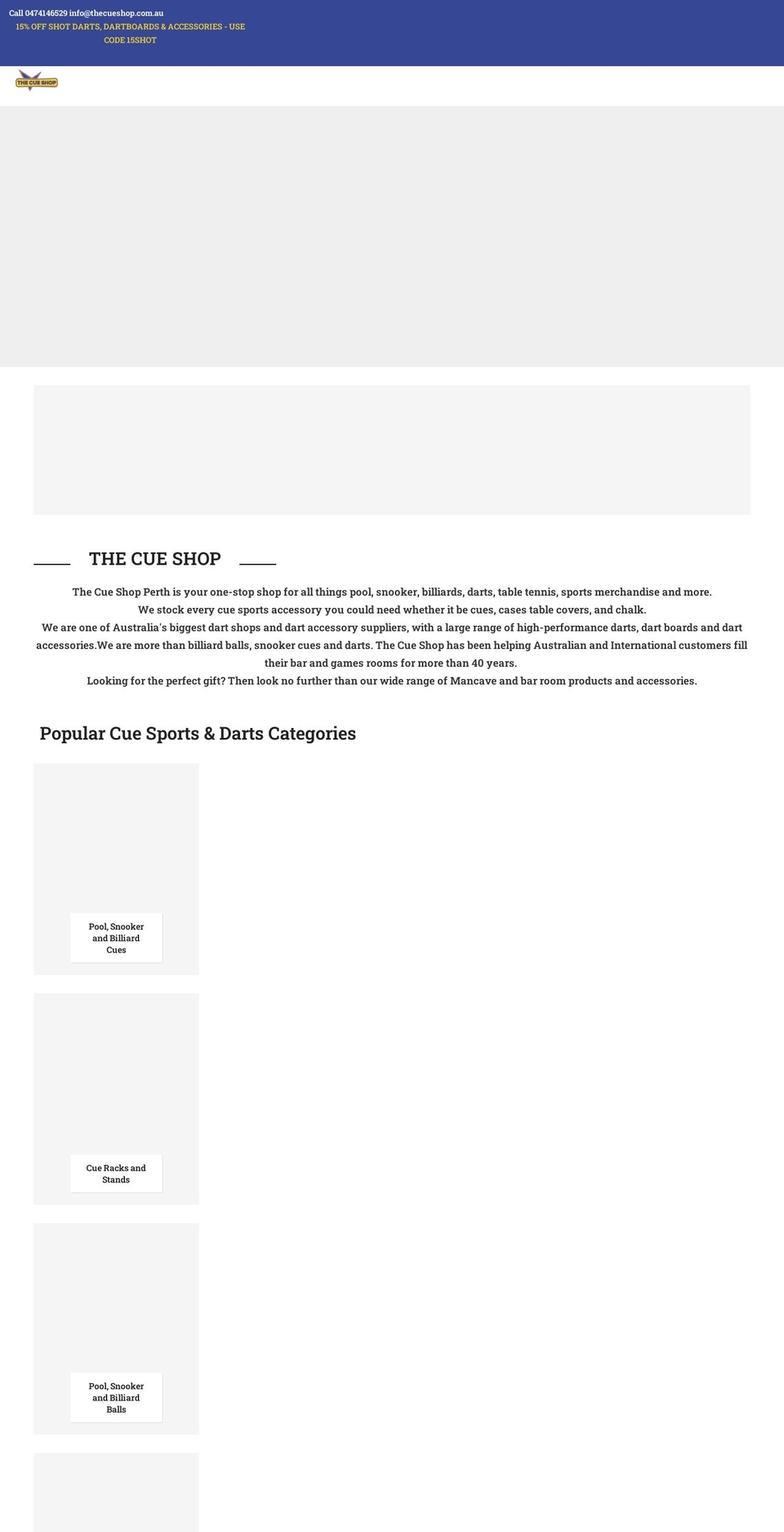 thecueshop.com.au shopify website screenshot