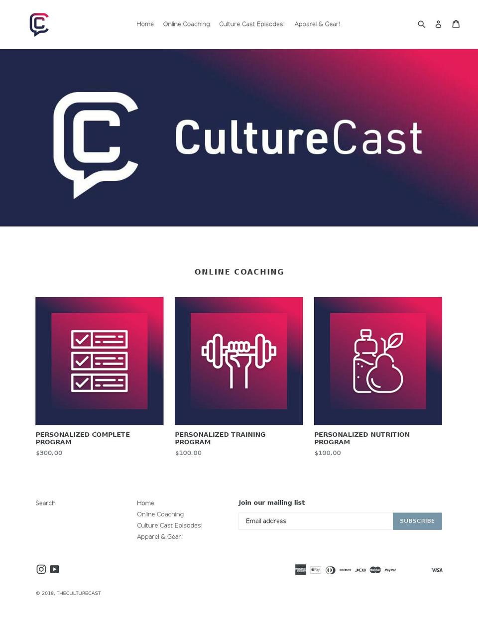 theculturecast.com — Shopify storefront screenshot