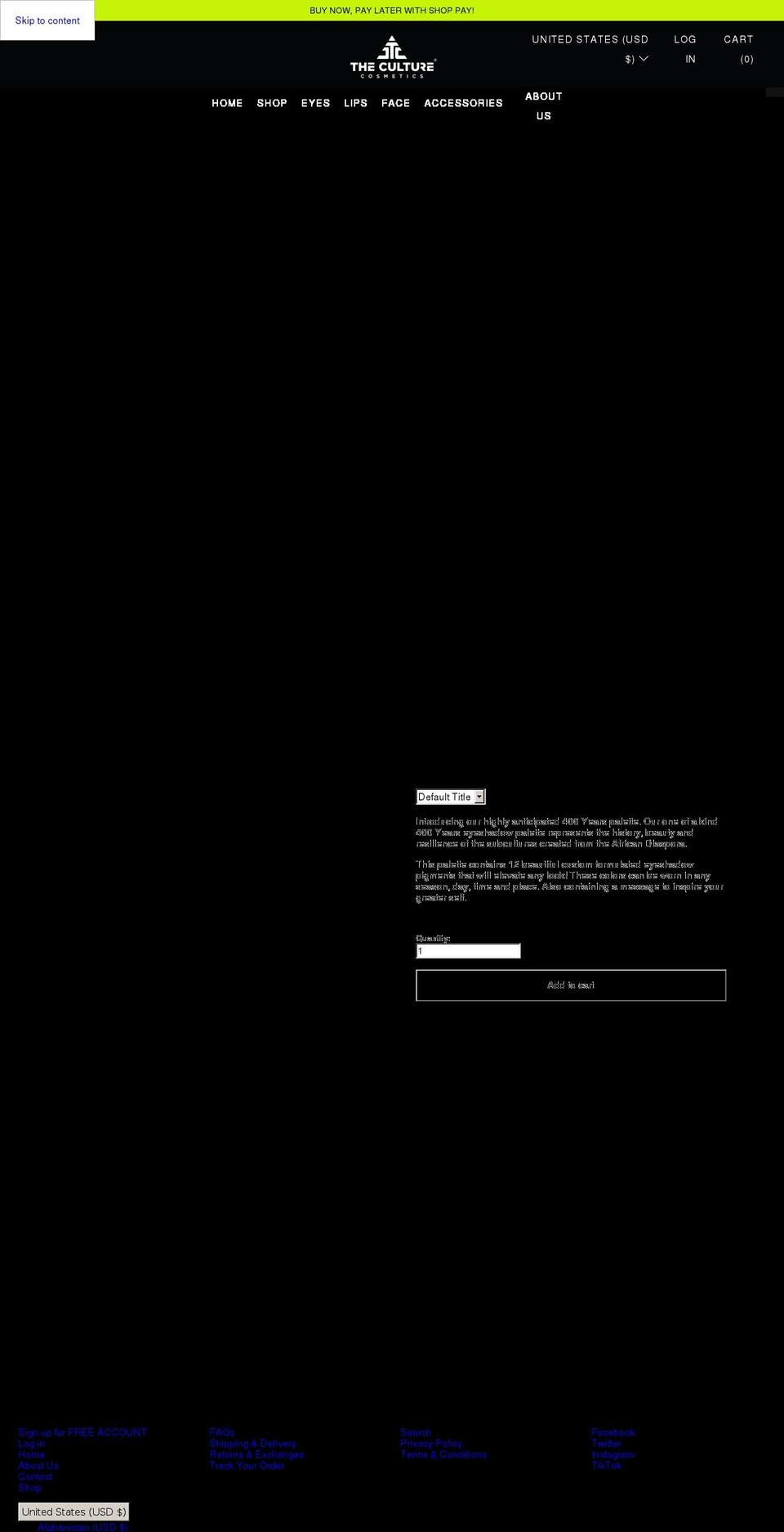 theculturecosmetics.com shopify website screenshot