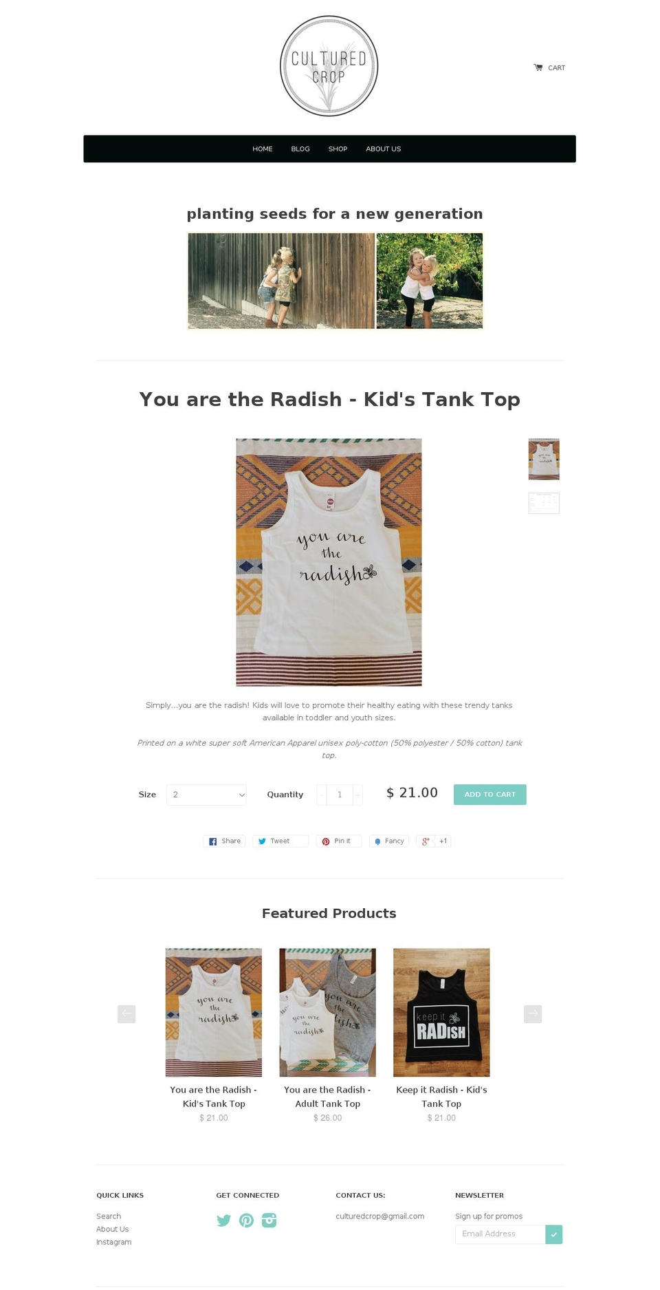 theculturedcrop.com shopify website screenshot