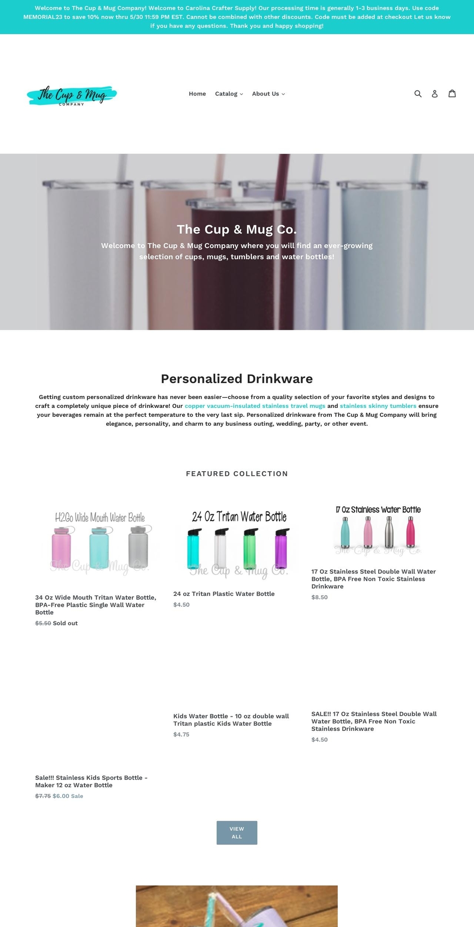 thecupandmugcompany.com — Shopify storefront screenshot