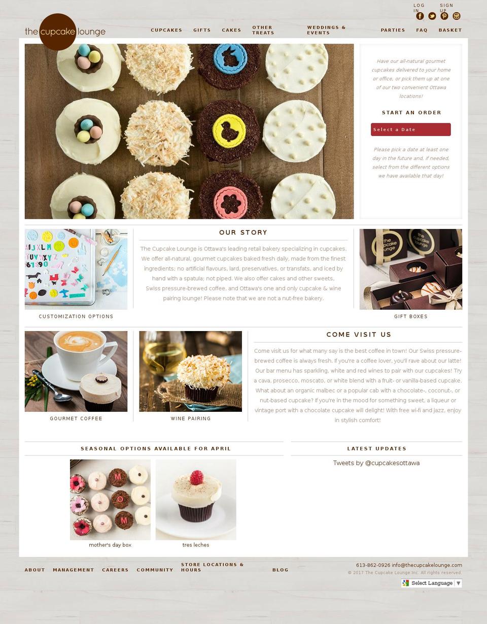 thecupcakelounge.com shopify website screenshot