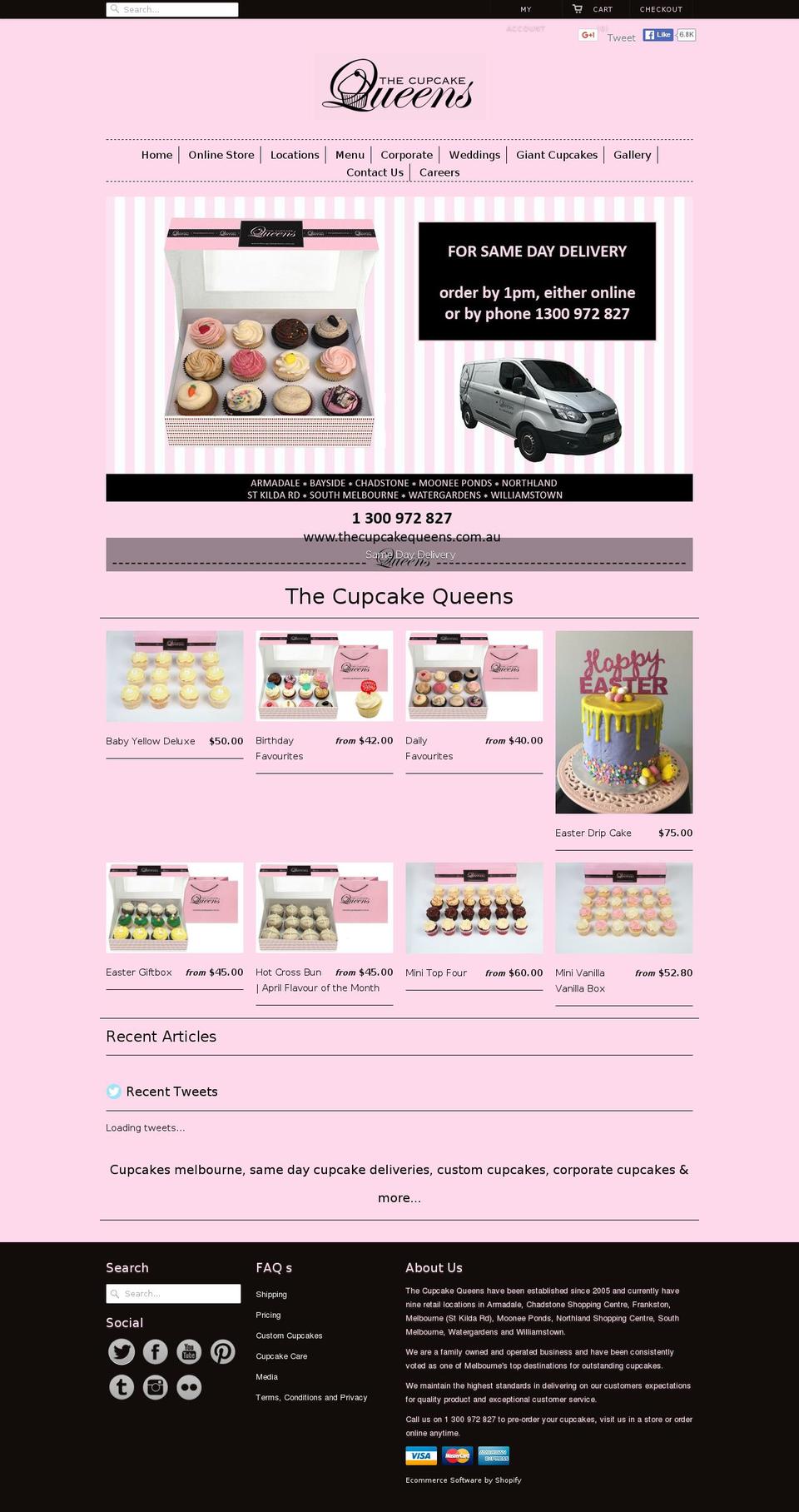 thecupcakequeens.com.au shopify website screenshot