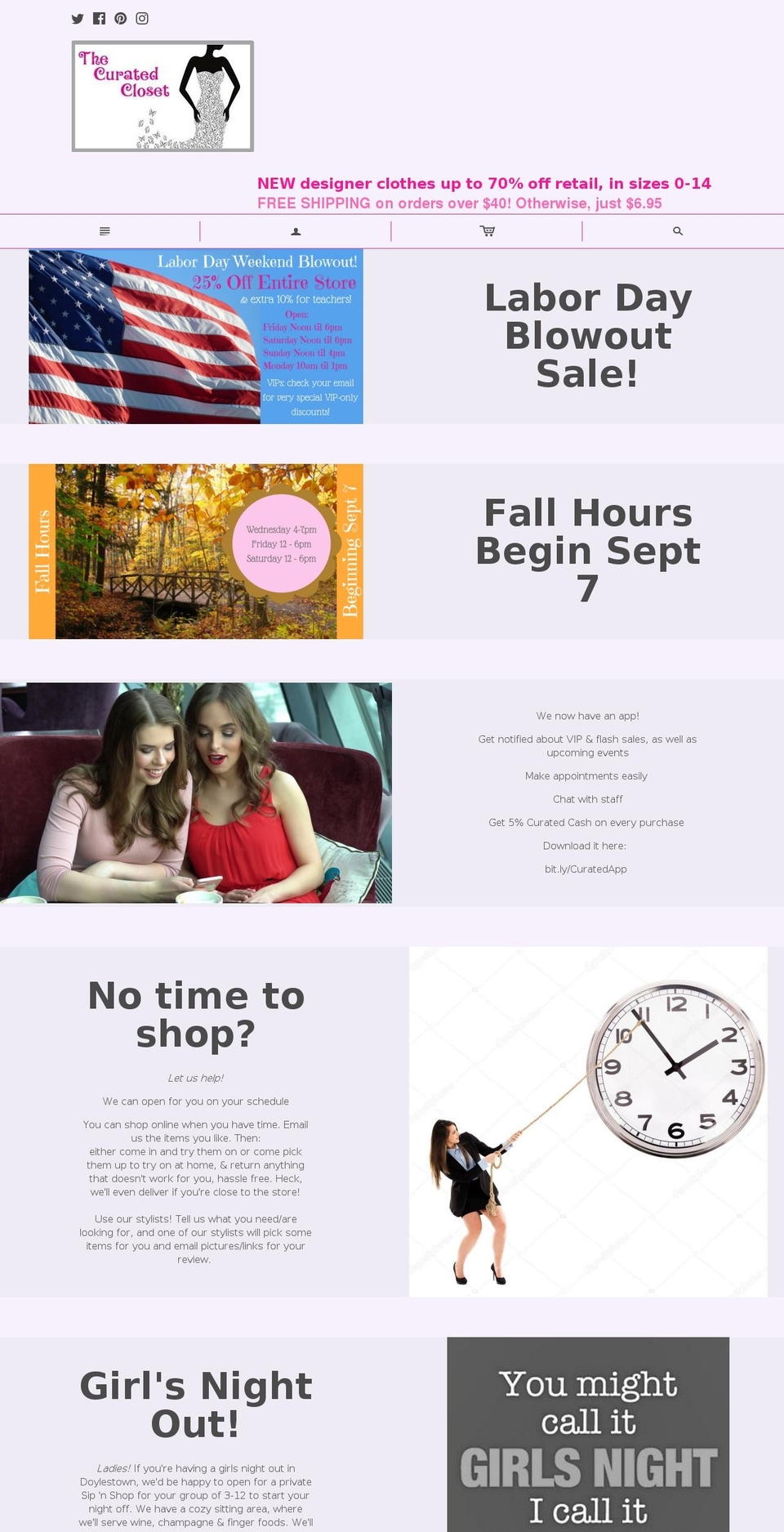 thecuratedcloset.net shopify website screenshot