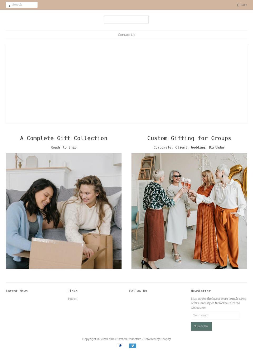 thecuratedcollectivegifting.com shopify website screenshot