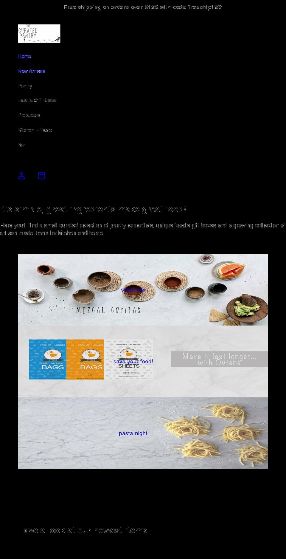 thecuratedpantry.com shopify website screenshot
