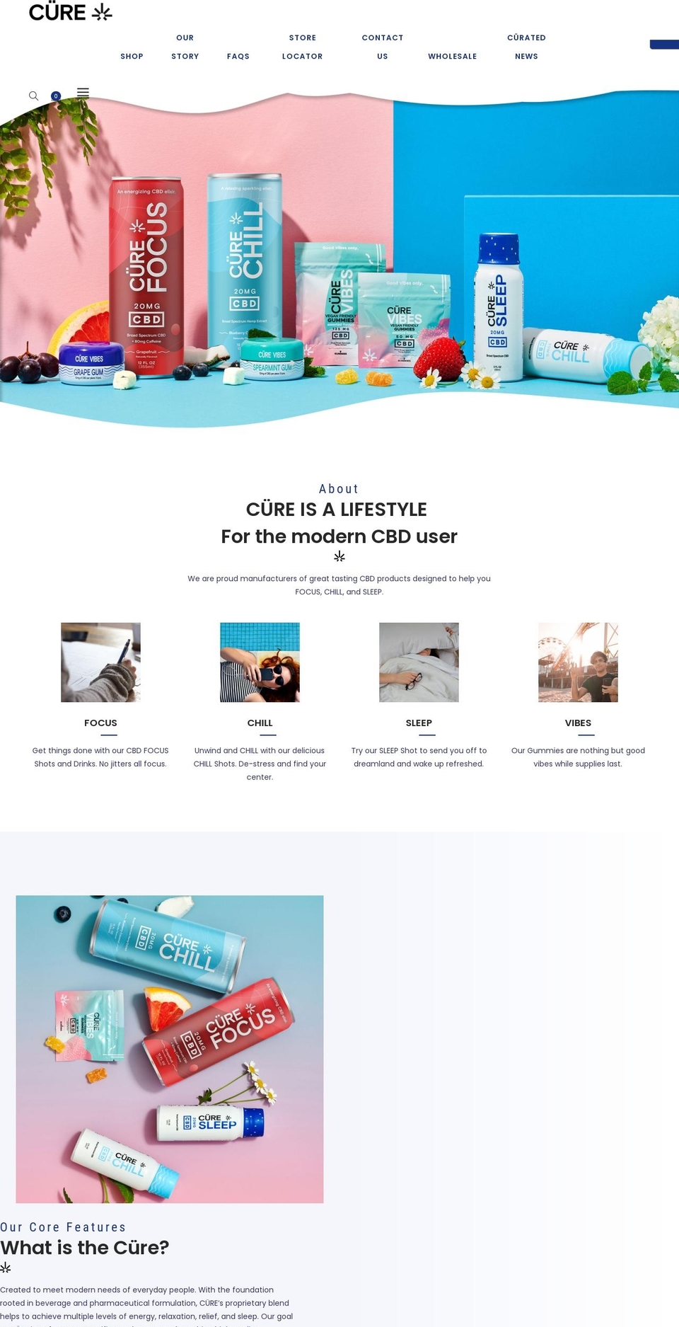 thecurebrand.com shopify website screenshot