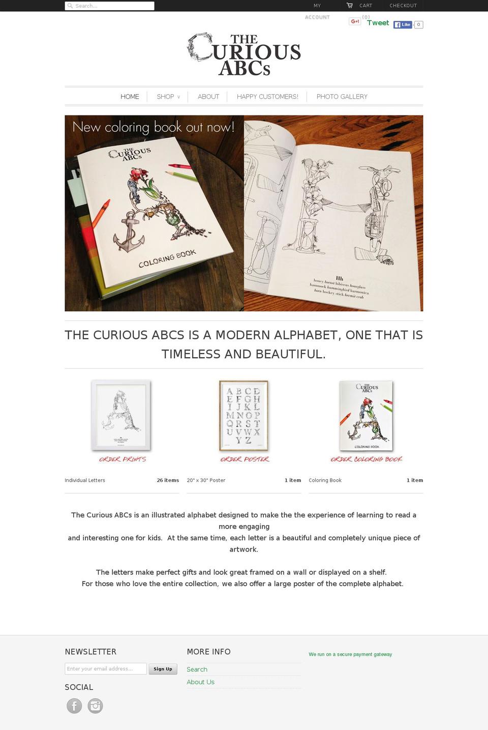 thecuriousabcs.com shopify website screenshot