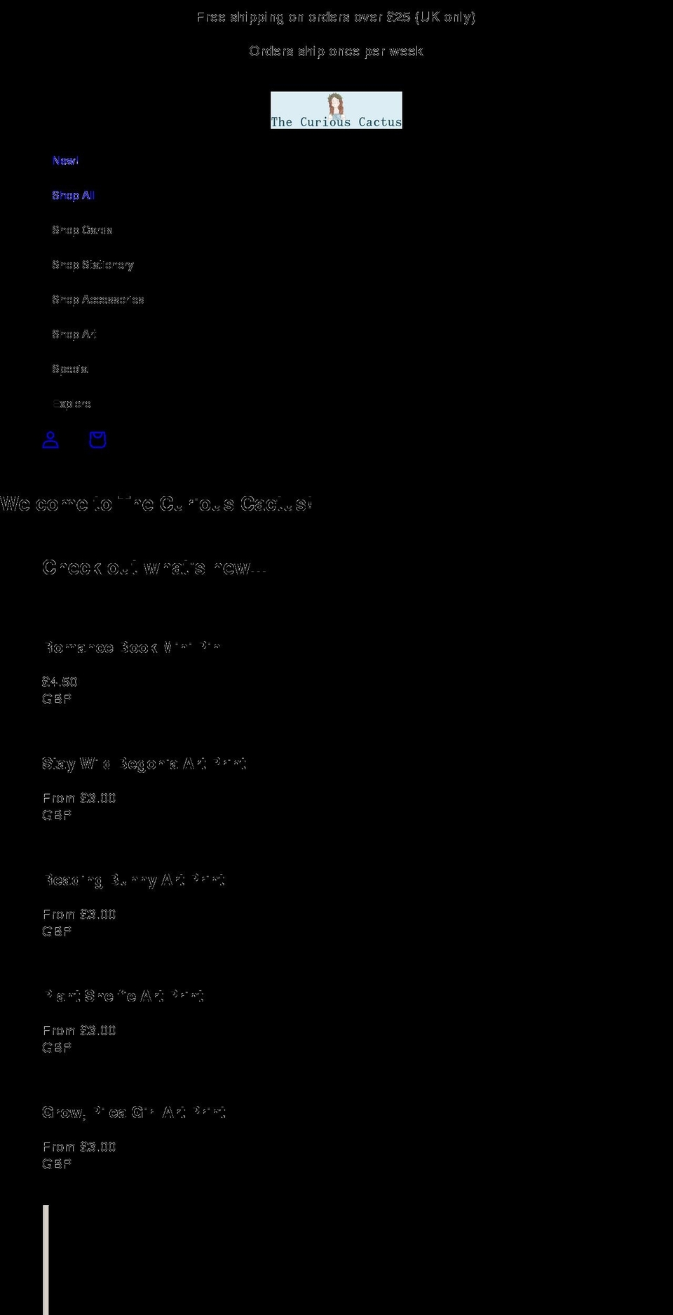thecuriouscactus.com shopify website screenshot