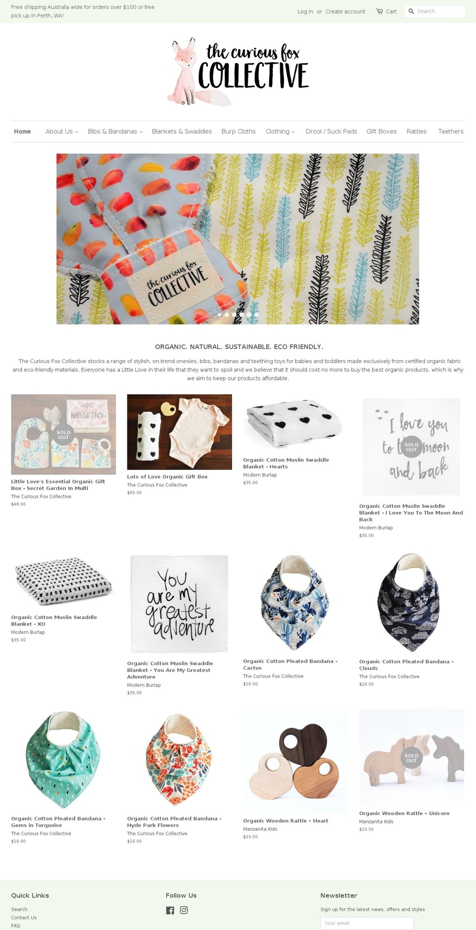 thecuriousfoxcollective.com shopify website screenshot