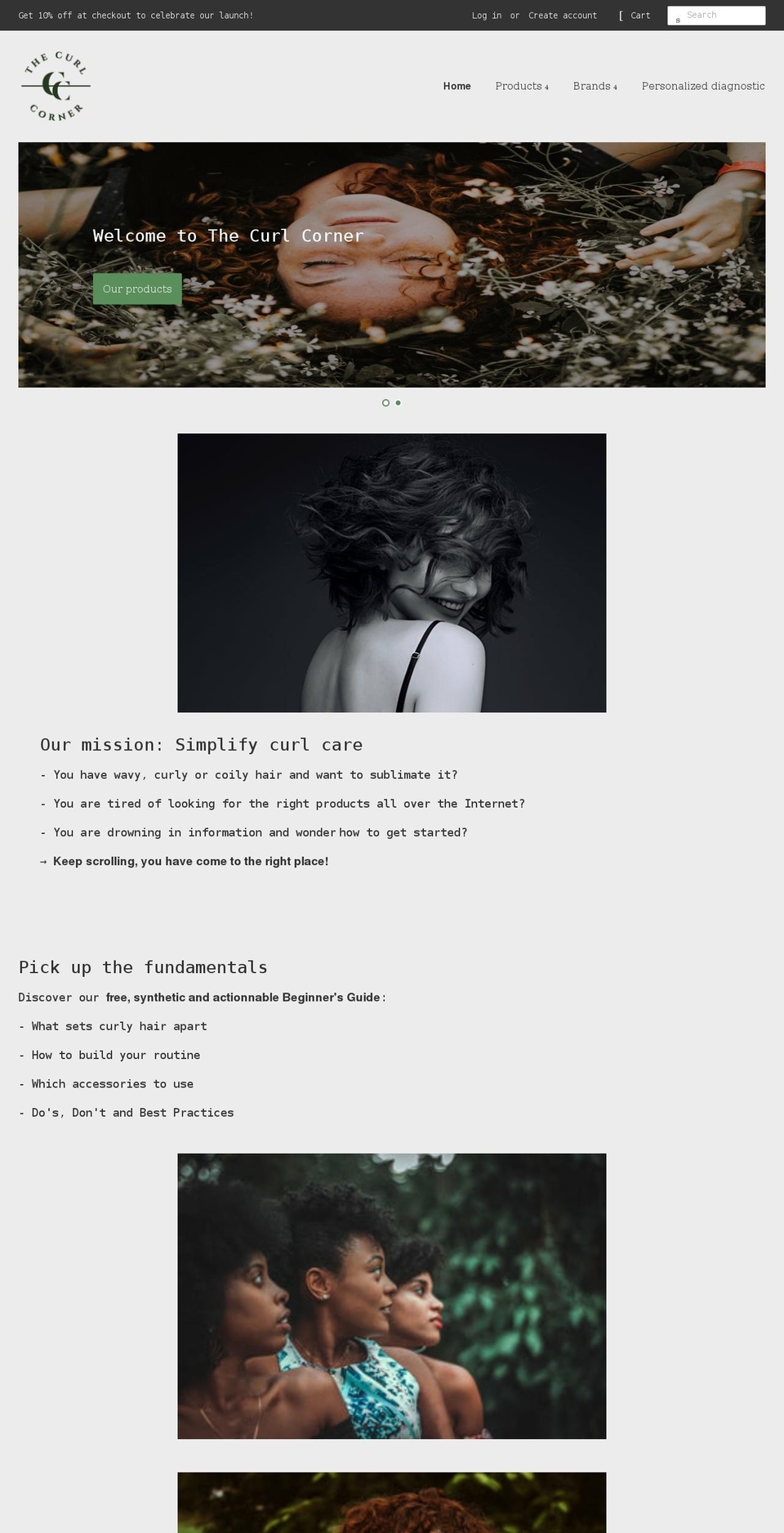 thecurlcorner.com shopify website screenshot