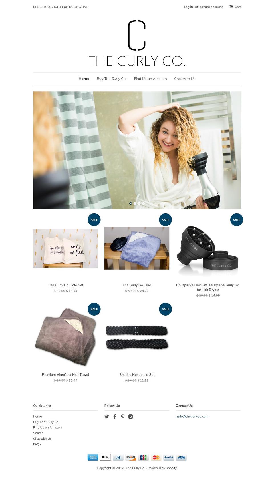 thecurlyco.com shopify website screenshot