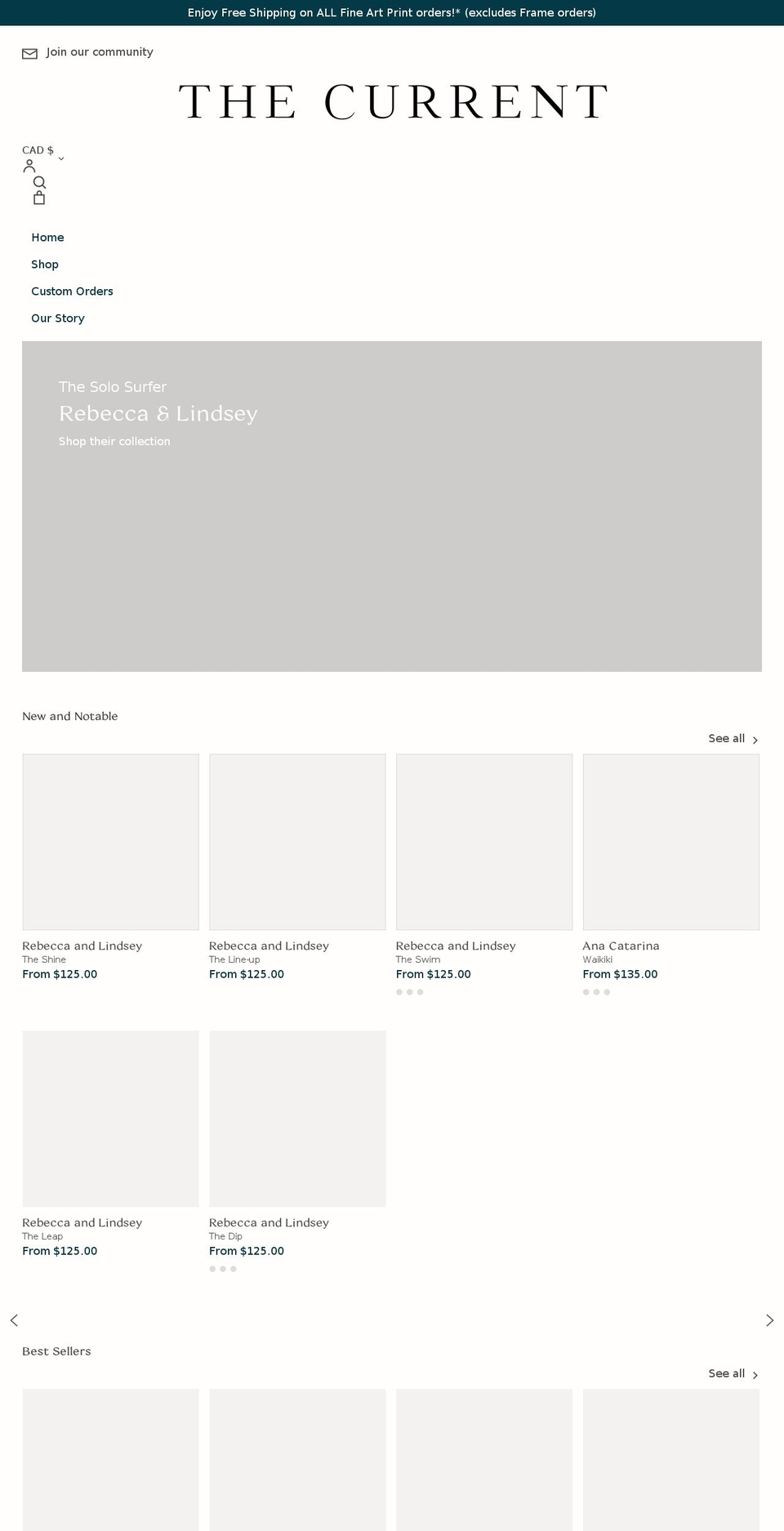 thecurrentprintshop.com shopify website screenshot