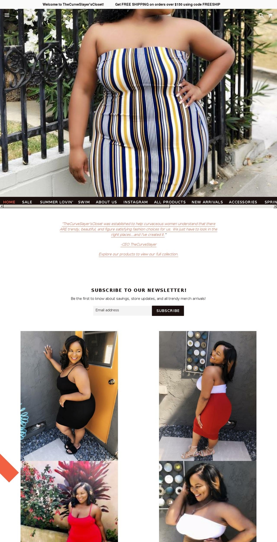 thecurveslayerscloset.com shopify website screenshot