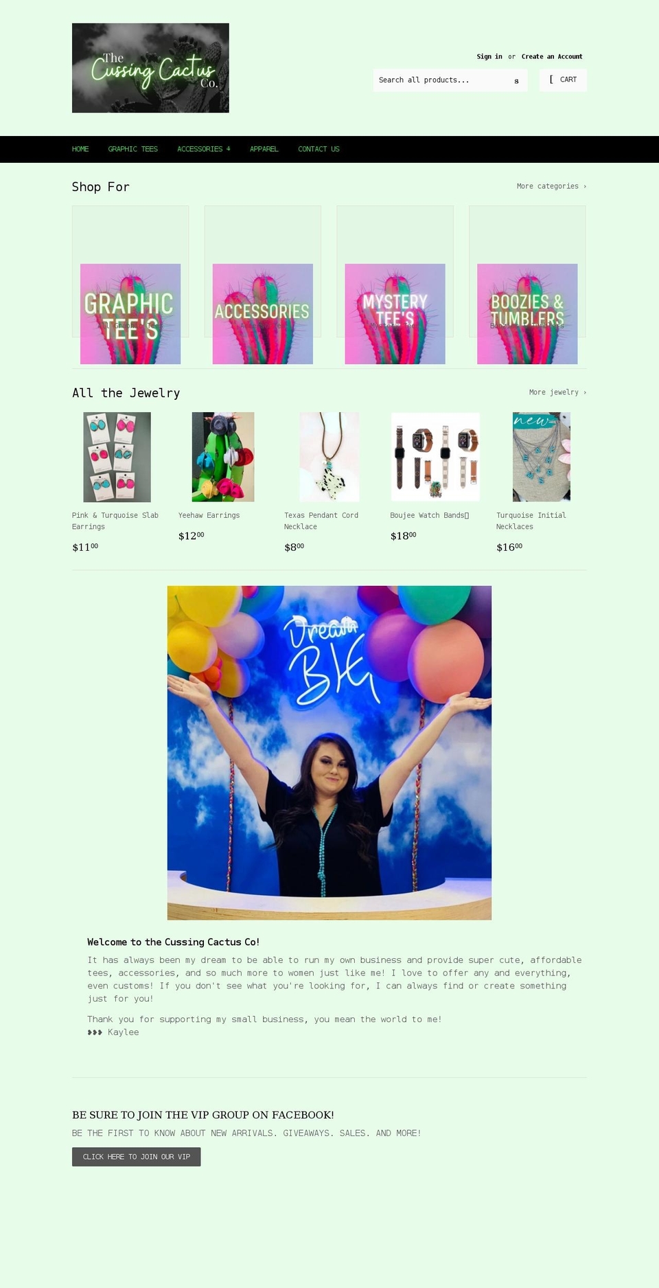 thecussingcactusco.com shopify website screenshot
