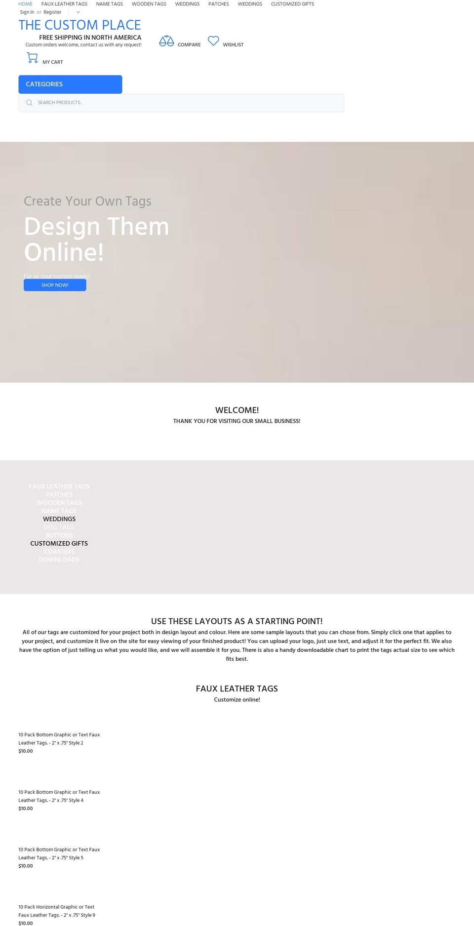 thecustomplace.com shopify website screenshot