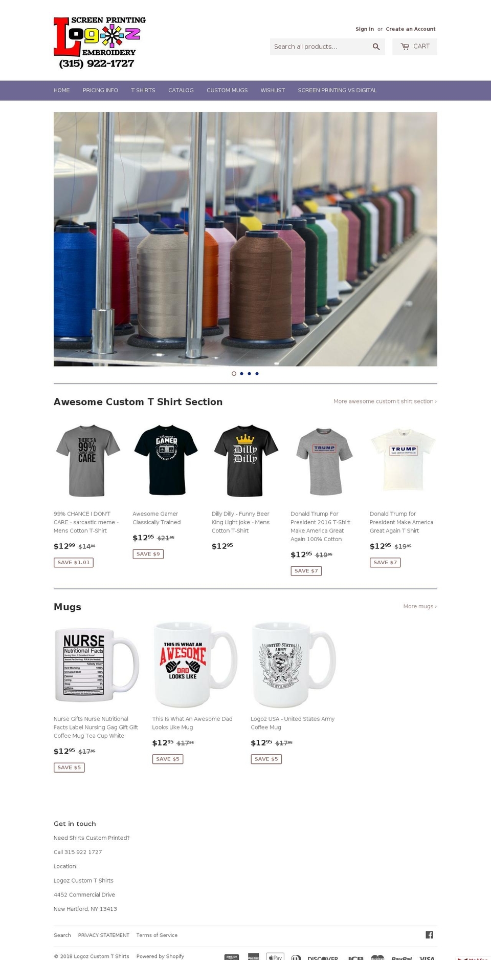 thecustomtshirtshop.com — Shopify storefront screenshot