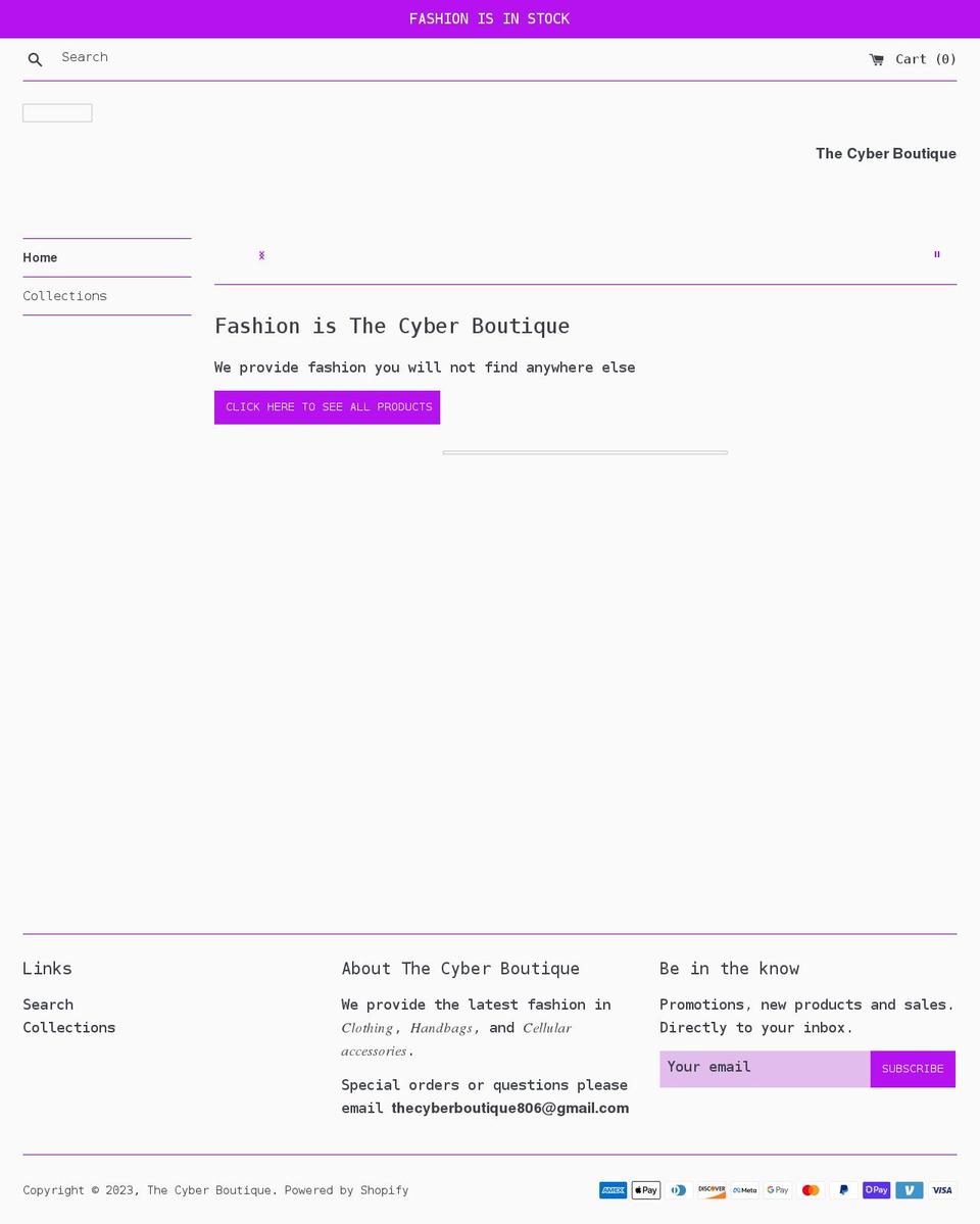 thecyberboutique.com shopify website screenshot