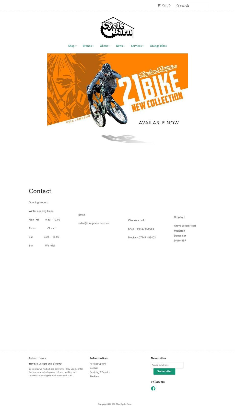thecyclebarn.co.uk shopify website screenshot