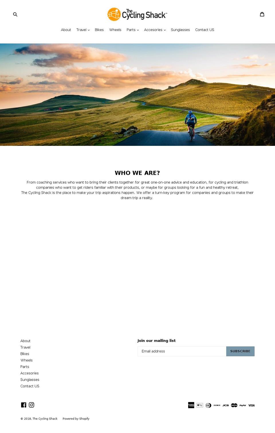 thecyclingshack.com shopify website screenshot