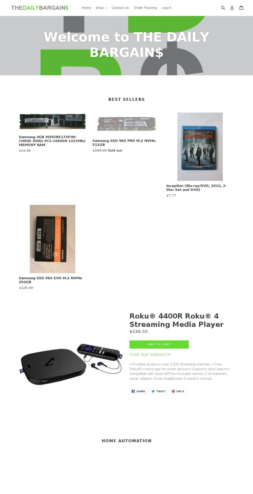 thedailybargains.com — Shopify storefront screenshot
