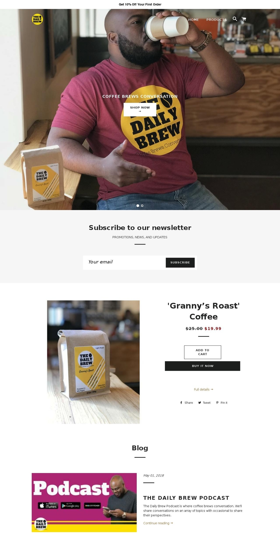 thedailybrewcoffee.com — Shopify storefront screenshot